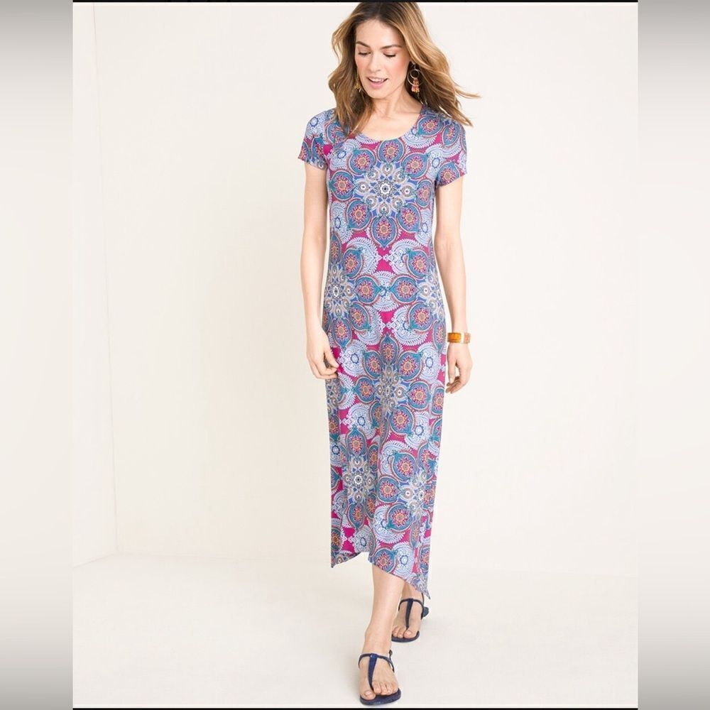Chico’s Medallion Cluster Print Maxi Dress